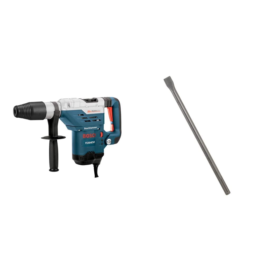 BOSCH 11264EVS 1-5/8 SDS-Max Combination Hammer with BOSCH HS1912 1 In. x 18 In. Flat Chisel