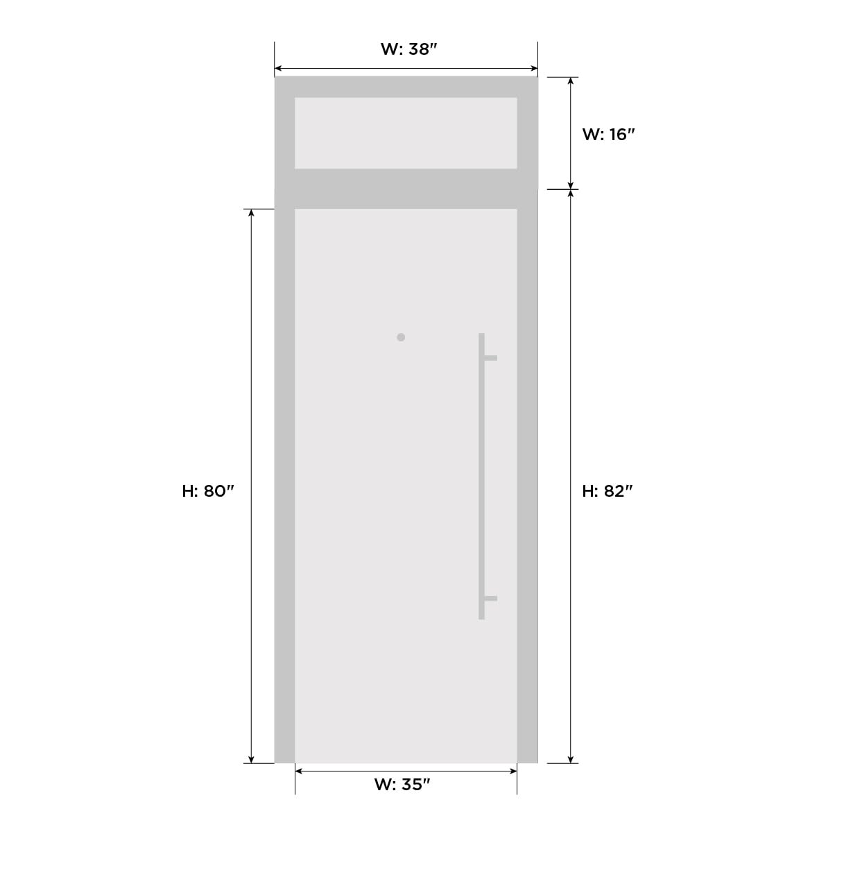 VDOMDOORS Front Exterior Prehung Steel Door/Deux 6078 Black Enamel/Top Exterior Window Sidelite/Entry Metal Modern Painted W36 x H80+16" Left Hand Inswing