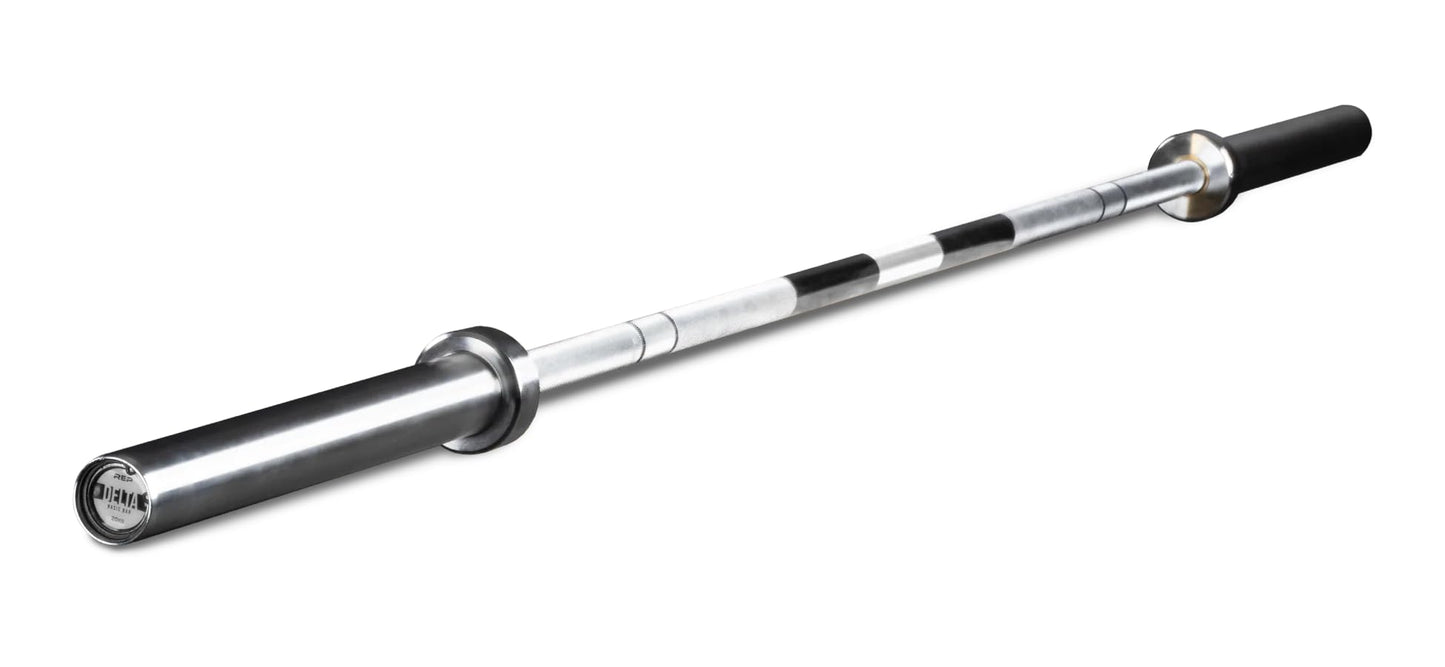 Rep Fitness Delta Basic Bar - versatile barbell perfect for powerlifting, functional fitness, and more - IPF and weightlifting knurl marks, compatible with all standard 2" diameter plates