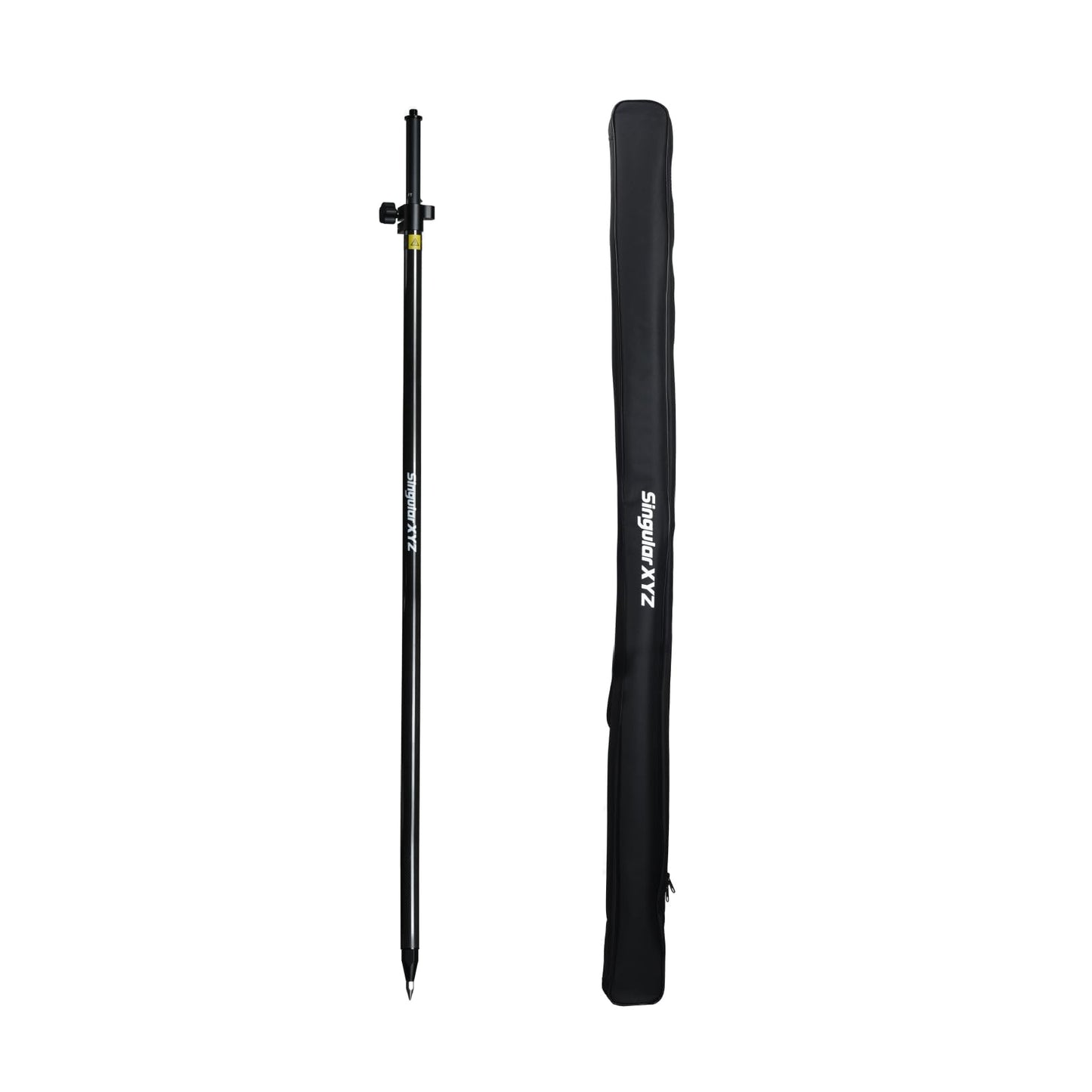 SingularXYZ Carbon Fiber & Aluminum GPS Pole – Telescopic 8.5ft/2.6m GPS Survey Pole with Screw Lock & Locking Pin, Metric-Feet Dual Scales, Bubble Level, Steel Point for RTK GNSS Surveying