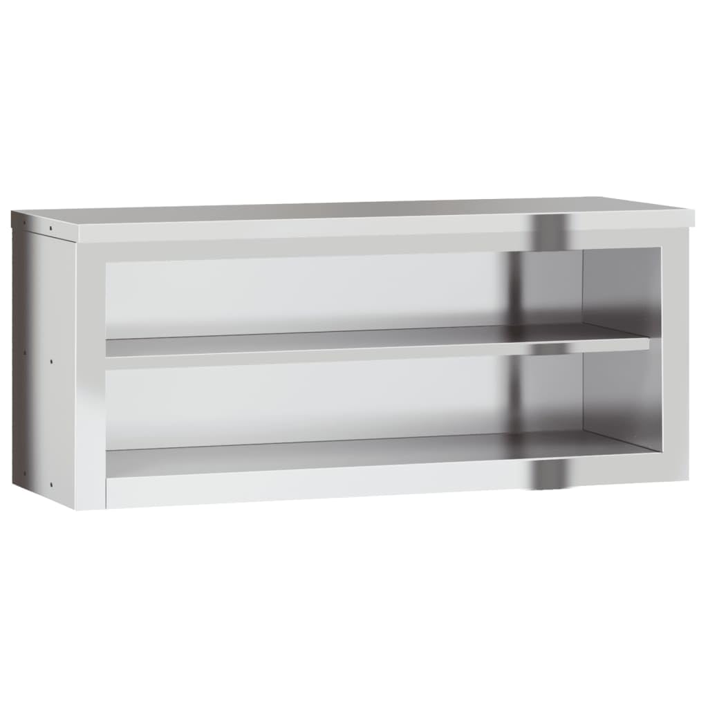 vidaXL Stainless Steel Wall-Mounted Kitchen Cabinet - Silver, 43.3""x15.7""x18.1"", Shelf Storage for Restaurants & Commercial Kitchens, 376445