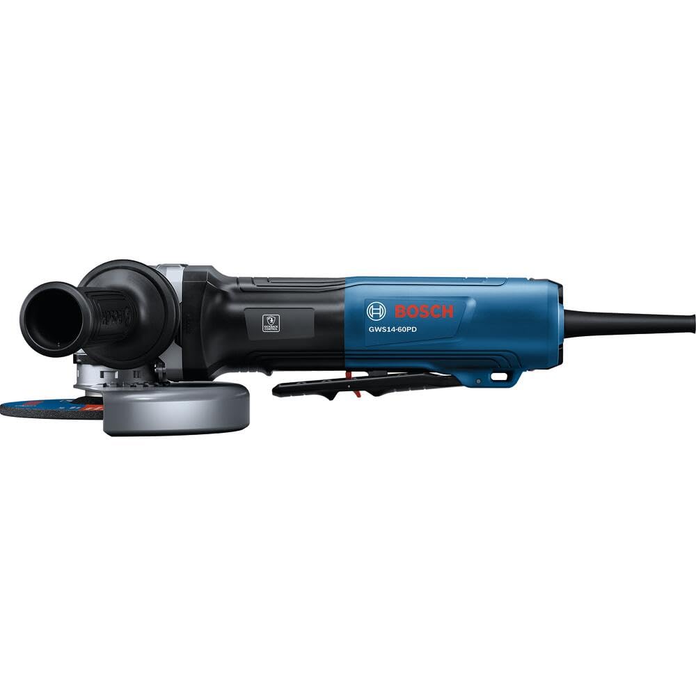 BOSCH GWS14-60PD 6 In. Angle Grinder | 13-Amp Motor, 9,700 RPM, No Lock-On Paddle Switch, Anti-Vibration Handle, KickBack Control, Soft Start, Overload Protection