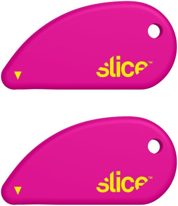 Slice Micro Safety Cutter - Safe Ceramic Box Cutter Lasts 11x Longer Than Metal | Keychain Opener | 2 Pack - Fuchsia