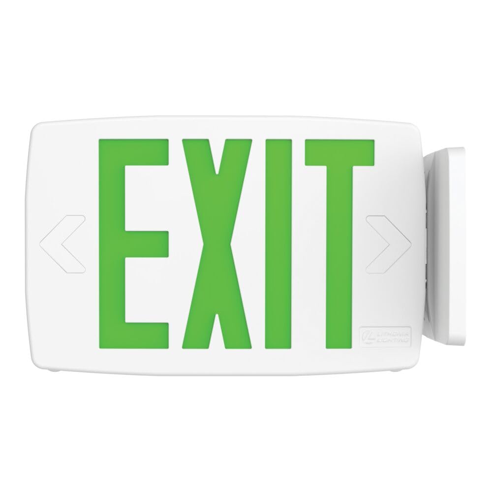 Lithonia Lighting Quantum LED Exit Sign, Dual Sided Emergency Exit Sign, Selectable Red and Green Colors, Pop-Out Chevrons, AC or Battery Backup, High Output Battery, White (LQM S W RG MVOLT EL HO M6)