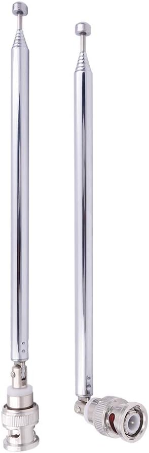 Fancasee 2-Pack BNC Radio Antenna with BNC Male Plug Jack Connector Adapter Telescopic Stainless Steel HF VHF UHF BNC