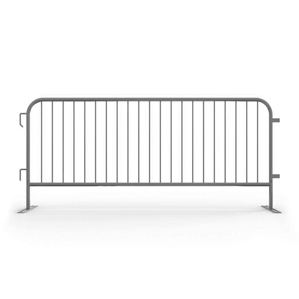 Angry Bull Barricades Metal Interlocking Steel Barricade (8.5 Ft. Heavy Duty, Flat Feet, Grey Powder Coated, Set of 10)