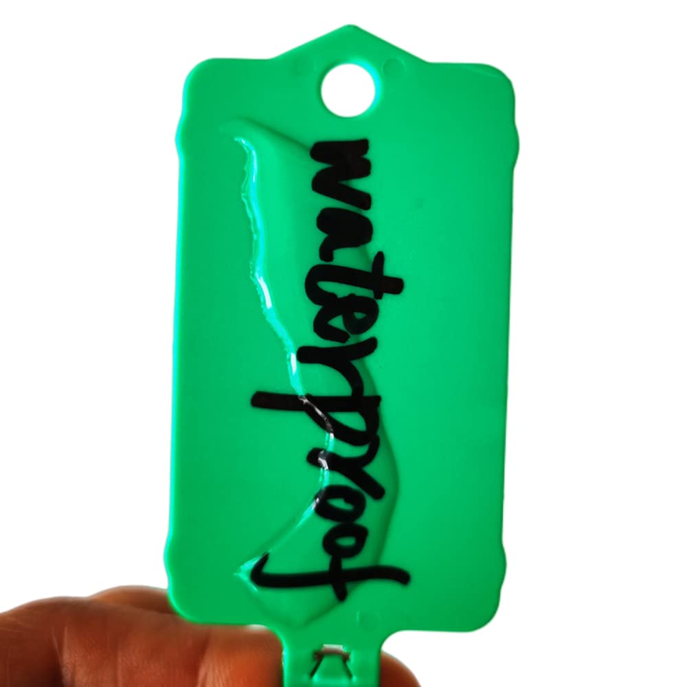 100pcs Reusable Blank Plastic Tags Ties Key Tags 1.45"*2.48" Serrated Tension Sealing Strap with Large Label Plastic Tie Mark Label Waterproof Hang Sign Write on Tag (Green, 100pcs)