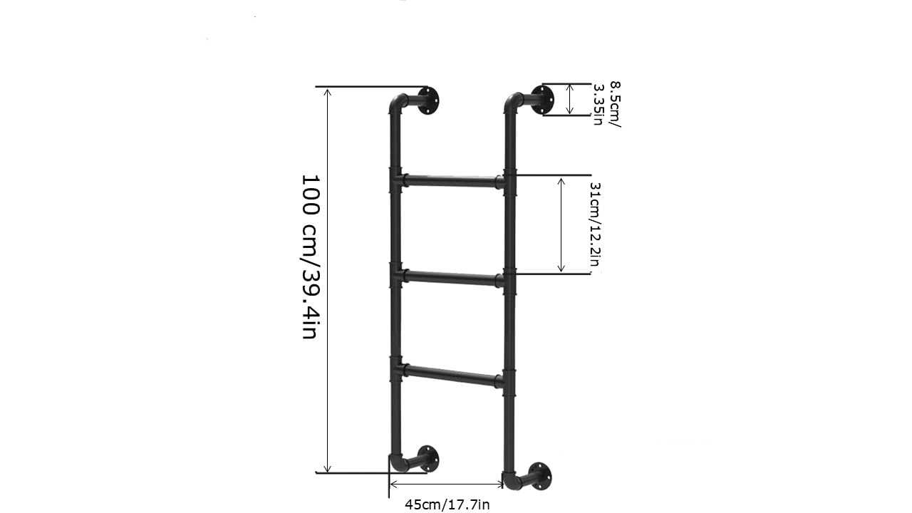 3.3FT Industrial Pipe Ladder, Heavy Duty – 330lbs – Wall or Floor Mount