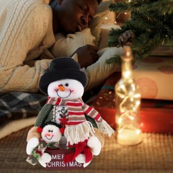 Skiennix Plush Snowman Tabletop Decoration - 10.22" X 6.48" Winter Ornament for Holiday Home Decor