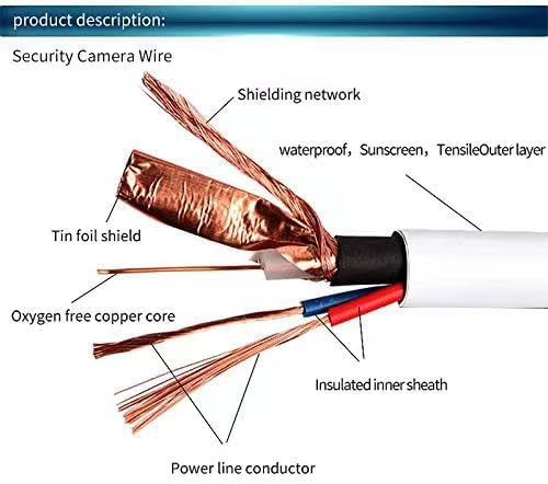 2 Pack 30 Feet BNC Video Power Cable Wire Video Security Camera Wire with Connectors for CCTV Camera DVR Surveillance