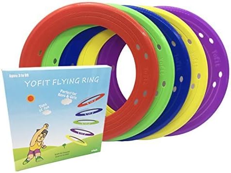 YOFIT 10 Inch Flying Disc, Flying Plastic Ring with Assorted Colors, Outdoor Beach Backyard Camping Activities, Set of 5