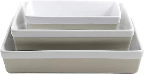Martha Stewart 3-Piece Stoneware Bakeware Set - Durable Oven-Safe Baking Dishes in Grey
