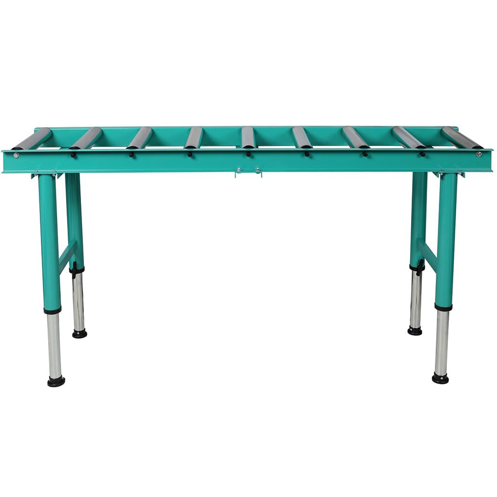 SEOCCTV 5 FT Adjustable Roller Conveyor Table with 9 Rollers, Heavy Duty Portable Steel Conveyor Stand, Height Adjustable Roller Table Supports 440 lbs for Warehouse, Workshop & Material Handling