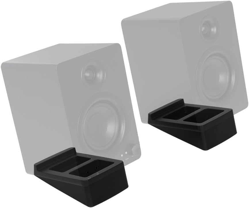 Monoprice 15 Tilted Wedge Desktop Speaker Stands (Pair) for Small Sized Speakers, Anti-Vibration, Degrees of Tilt