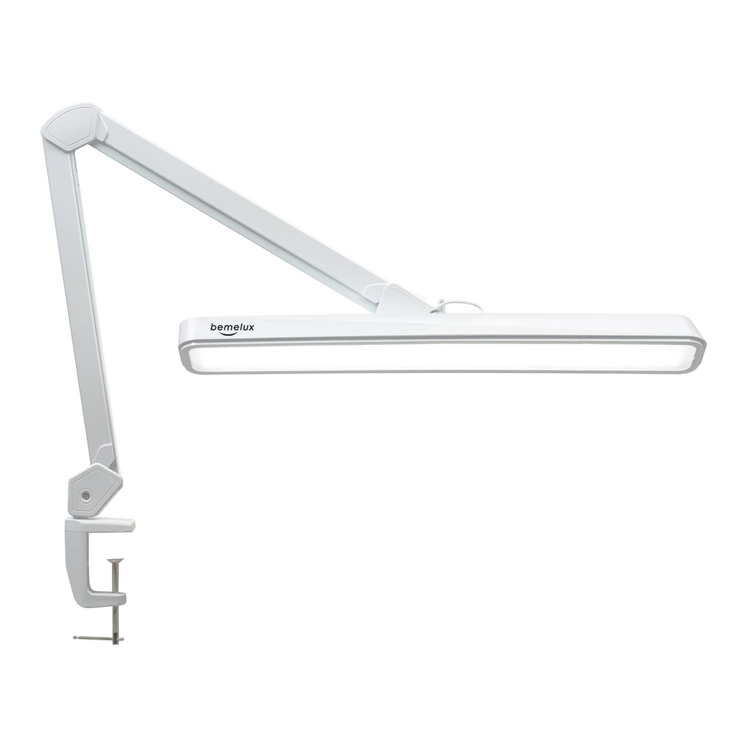 Bemelux LED Architect Desk Lamp with Clamp, Metal Swing Arm 2000 Lumens Dimming Office Table Lamp for Task Work Drafting Reading Desktop, 234 LEDs,24W, 5 Color Temperatures Workbench Lamp(White,24CCT)