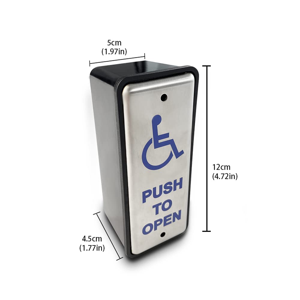 Olideauto Handicapped Push Button for Automatic Door Opener,Single Narrow Wired Stainless Steel Handicap Push Button