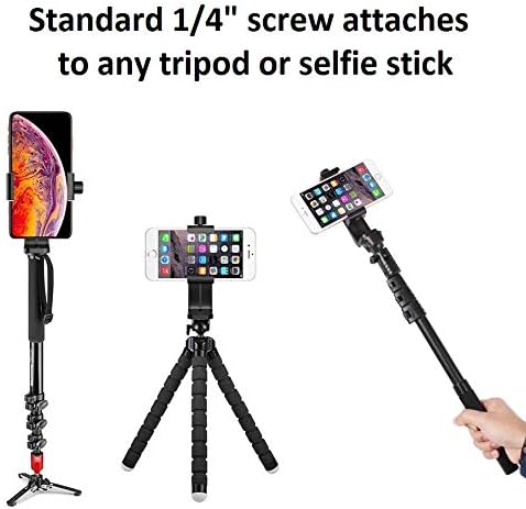 Alphx Innovations Alphx Tripod Phone Adapter with Adjustable Clamp, Vertical and Horizontal Holder to Mount Cell Phones