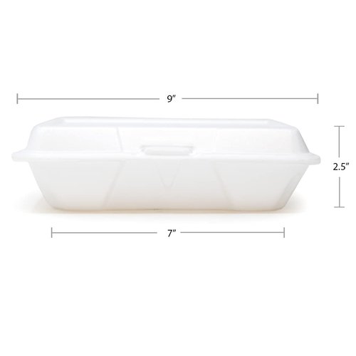 Dart 206HT1R All Purpose Shallow Perforated Foam Hinged Container, 9 X 6 in (Case of 200),White