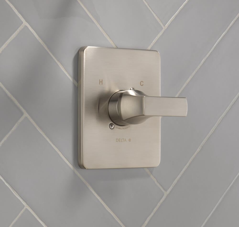 Delta Velum 14 Series Single-Function Valve Trim Kit, Brushed Nickel Handle Set for Shower Faucet System, Stainless T14037-SS (Valve Not Included)