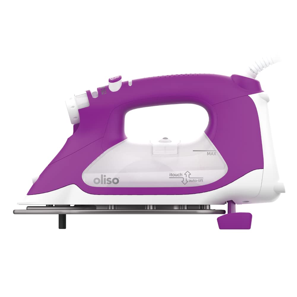 oliso TG1600 ProPlus Smart Iron with Auto-Lift – 1800 Watt Steam Iron for Clothes, Sewing, Quilting & Crafting – Diamond Ceramic-Flow Soleplate, Orchid