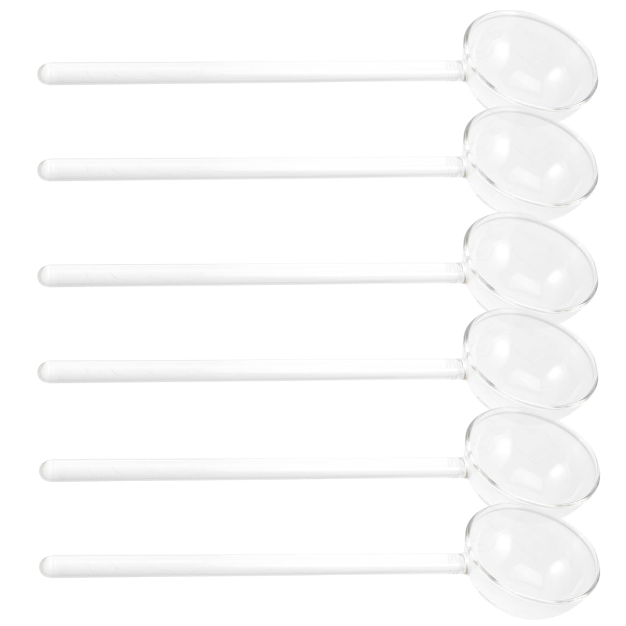 Amosfun Heat Resistant Glass Spoons Set of 6 Long Handle Dessert Spoons 6.69In for Home Restaurant Kitchen Mixing Cocktails Milk and Desserts
