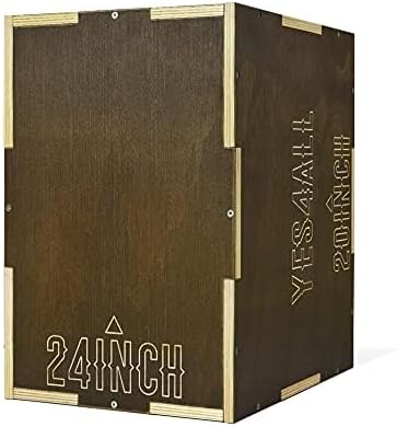 Yes4All Plyo Box, 3-in-1 Wooden Box Jumps for Home Gym (12/14/16?¯in), 450 lbs Boxes Step Up with Smooth Edges & Wide Built-in Handles for Jumping, Strength Training, Lunges, Squats, Dips