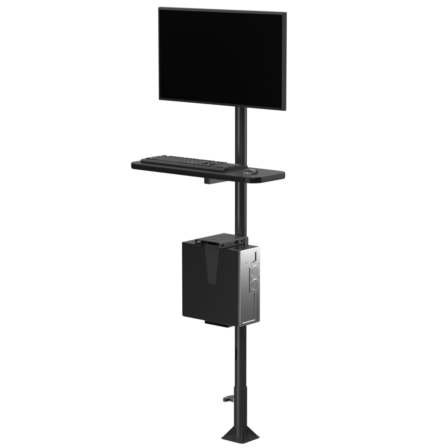 VERSATABLES Sentry Floor Mount Computer Station - Ergonomic Height Adjustable Workstation for Industrial & Office Use - Heavy Duty Space Saving Design with Secure Mount & Cable Management