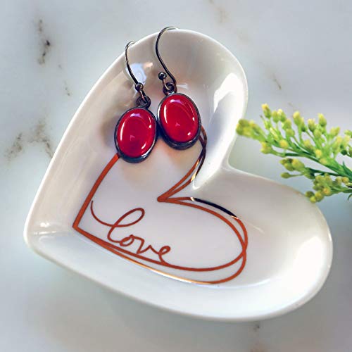 Kate Aspen Shaped Ceramic with Gold Foil Trinket Dish, Love Heart Small, (Pack of 3)