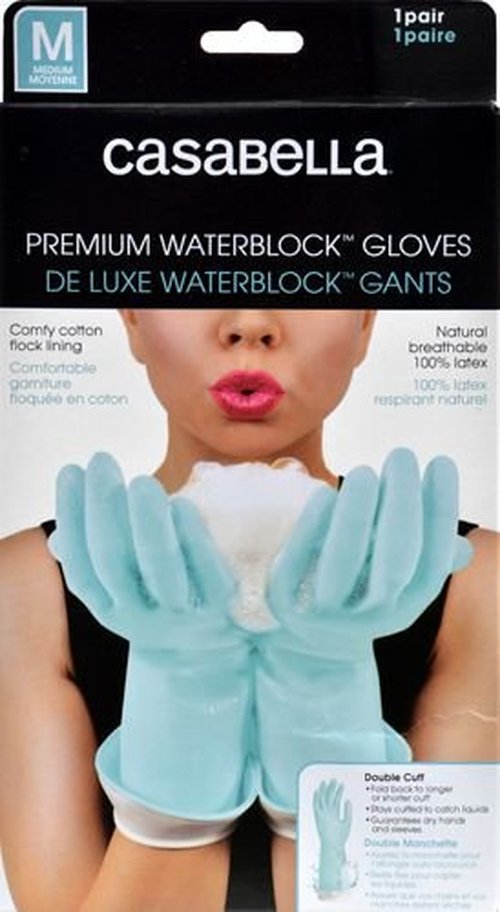 Casabella Aqua Waterblock Premium Gloves Blue, Medium (Pack of 1)