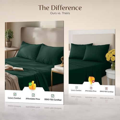 Utopia Bedding Queen Size Sheet Set - Soft, Breathable Microfiber | 4-Piece Emerald Green Bedding Set