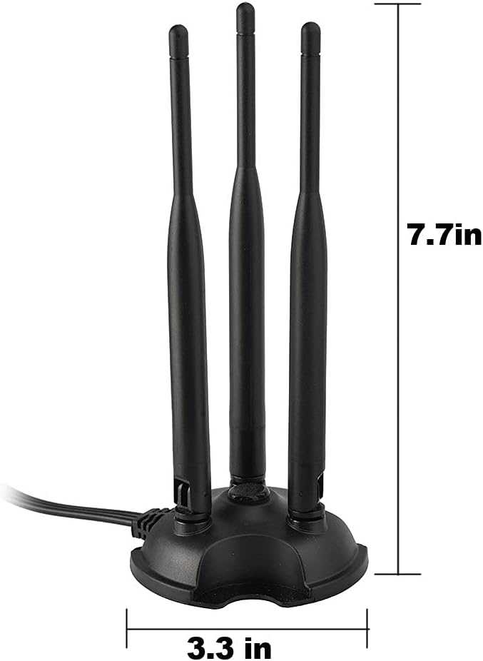Eightwood 2.4GHz 5GHz 3 6 Dual Band WiFi Antenna, RP-SMA Connector WiFi Antenna Magnetic Base for PC Desktop Computer