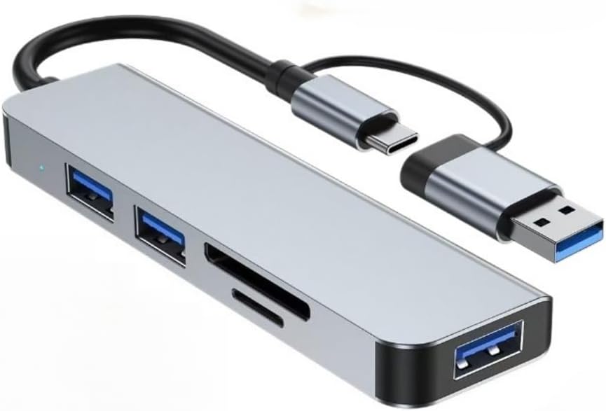 HCUSR 5 1 3.0/2.0, USB-C Hub Splitter in with USB SD/TF Splitter Card Reader, Aluminum Docking Station USB Hub