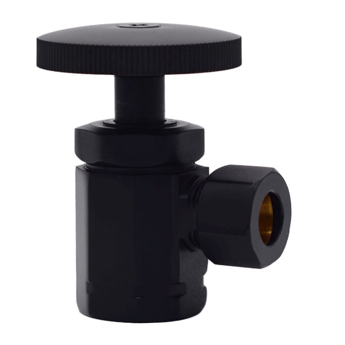 Westbrass D103KFH-6-62 1/2" IPS x 3/8" OD x 20" Flat Head Riser Supply Line Kit with Round Handle Angle Supply Shut Off Valve for Toilet, Matte Black (6-Pack)