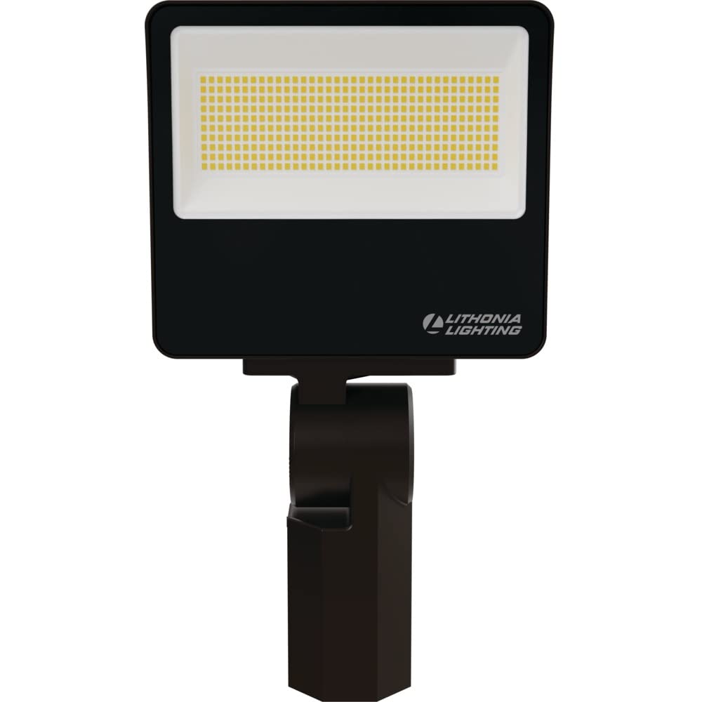 Lithonia Lighting All-in-One LED Flood Light, Waterproof LED Outdoor Light Fixture with Adjustable Brightness and Color Temperature, Yoke or Slipfitter Mount Dusk to Dawn Outdoor Lighting, UVOLT
