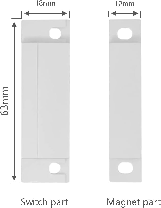 WESUA 5 Pack Surface Mounted NC Magnetic Door Contacts Switch Sensor for Alarm
