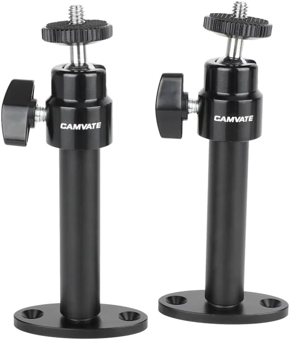 CAMVATE 1/4"-20 System(2 Pieces)-24007 Security Wall Mount with Mini Ball Head for CCTV Camera Surveillance