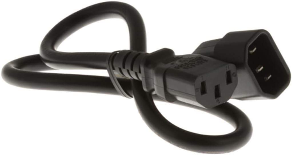 CablesAndKits 2ft C14 C13, 18 10A 250V AC Power Cord IEC to AWG, Computer Power Cable Extension for PC, Monitor