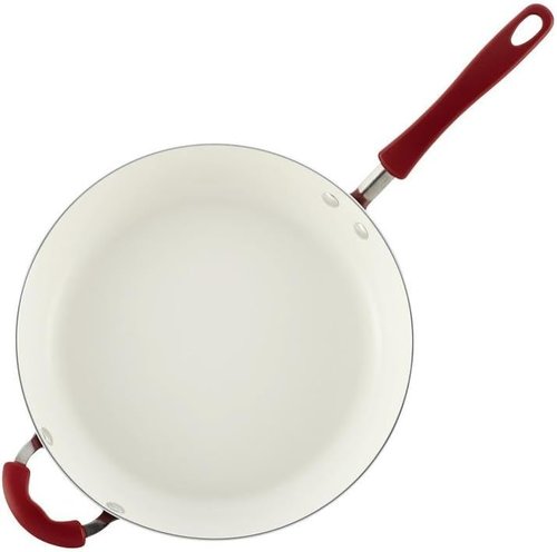 Farberware Nonstick Frying Pan - 12 Inch Skillet with Helper Handle in Vibrant Red