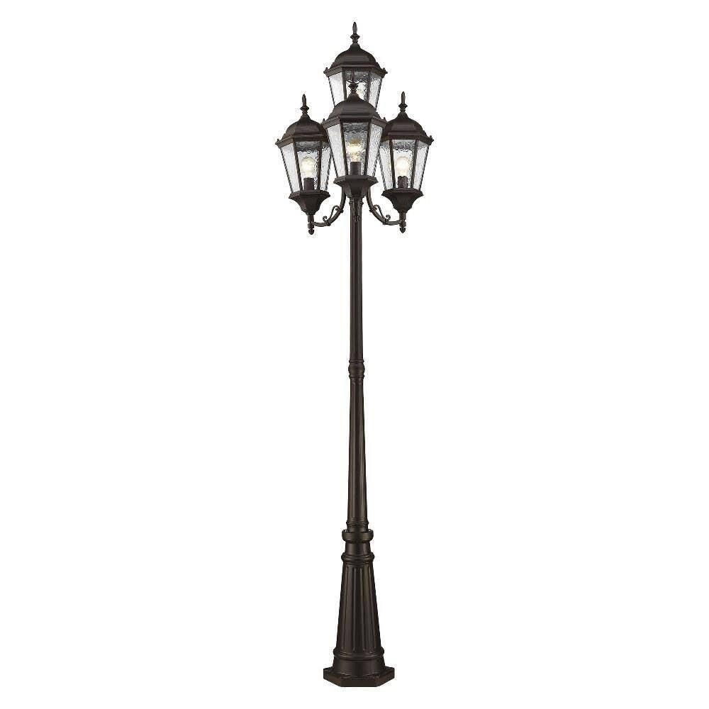 Livex Lighting 7557-07 Hamilton 4 Light Outdoor 4 Head Post, Bronze,25" x 24.5" x 28"