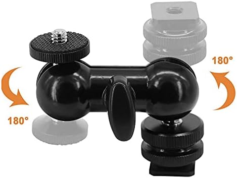Walway 1/4" Cool Ballhead Multi-Function Double Ball Head with Cold Shoe Mount and Screw for DSLR