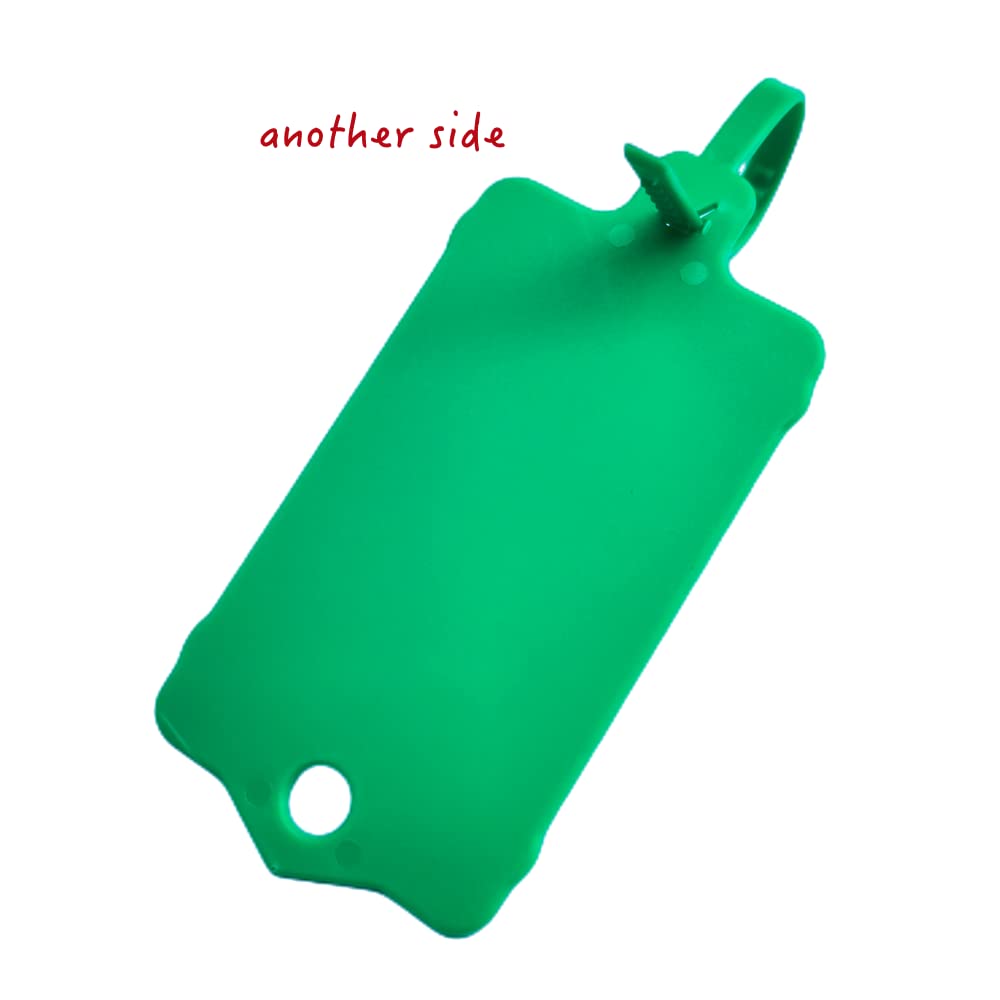 100pcs Reusable Blank Plastic Tags Ties Key Tags 1.45"*2.48" Serrated Tension Sealing Strap with Large Label Plastic Tie Mark Label Waterproof Hang Sign Write on Tag (Green, 100pcs)
