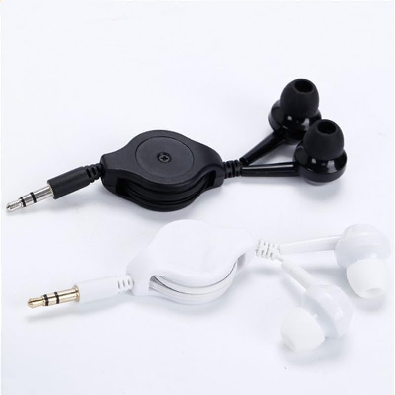 ThtRht 2 Pack 3.5mm MP3 Retractable Earbuds Wired Earphone Portable Plug Stereo in-Ear Headphone Wiring Ear Buds