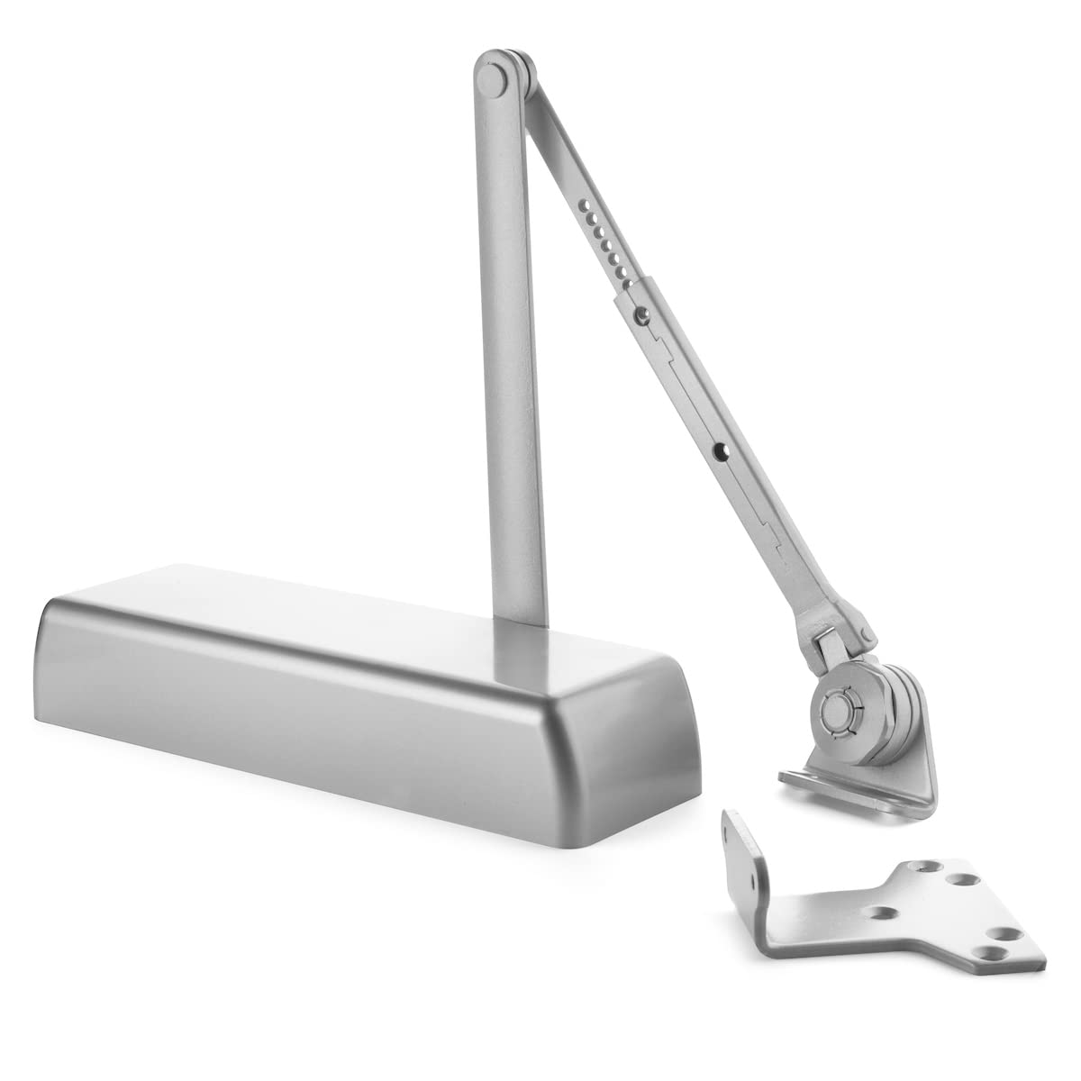 Dynasty Hardware Door Closer, Grade 1 Heavy Duty Commercial Hydraulic Closer & Hold Open Arm, Self-Closing, Adjustable Spring Size 1-6, ADA Compliant, Surface Mount, Sprayed Aluminum, Series 4401