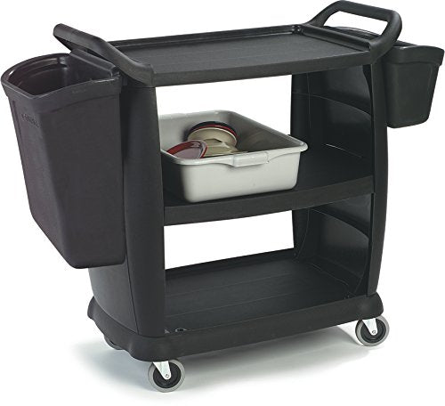 Carlisle FoodService Products CC11TH03 Trash Bin for Bussing Cart, 7 gal Capacity, 22" Height, 18" Width, 12.25" Length, Polyethylene (PE), Black