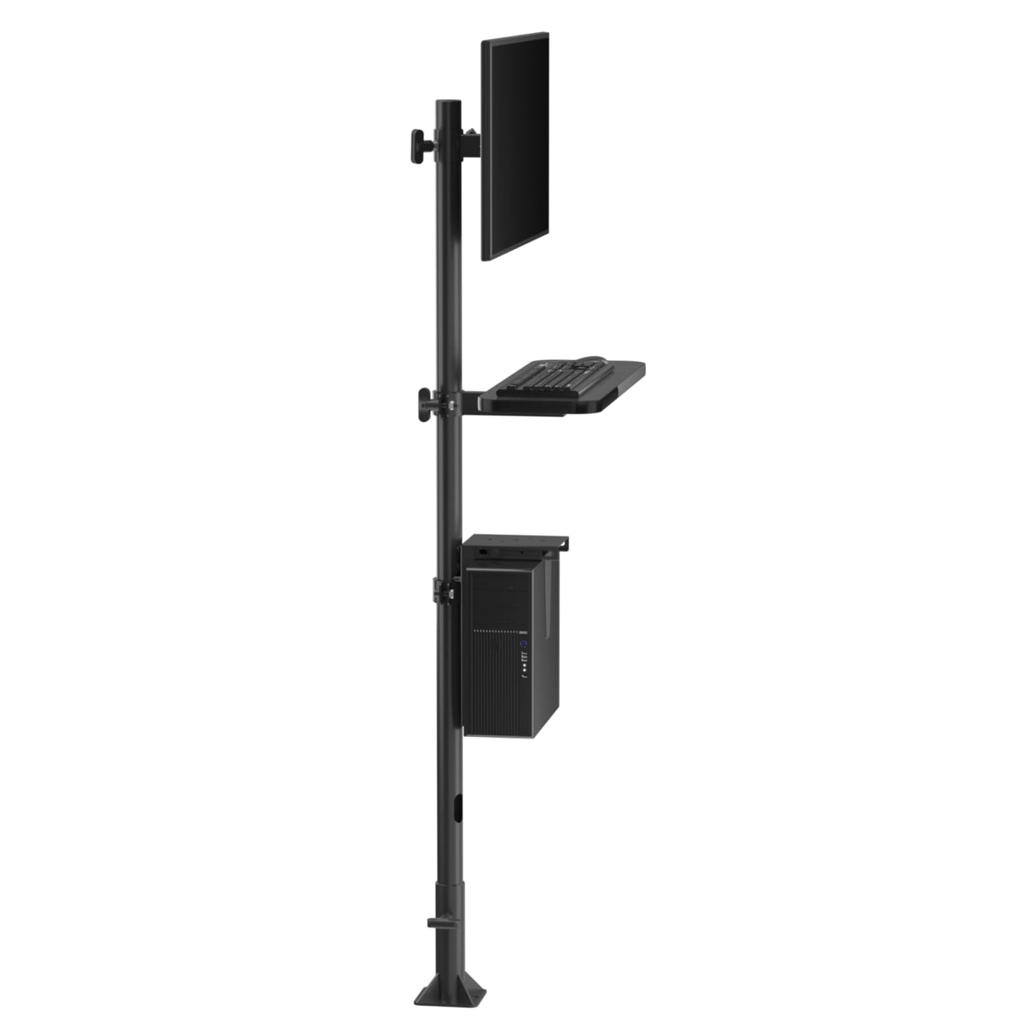VERSATABLES Sentry Floor Mount Computer Station - Ergonomic Height Adjustable Workstation for Industrial & Office Use - Heavy Duty Space Saving Design with Secure Mount & Cable Management