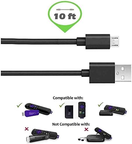 AMSK POWER 10 H2G2-42 MST3K-US feet MicroUSB to USB Cable for Google Chromecast HDMI Streaming Media Player Model Data