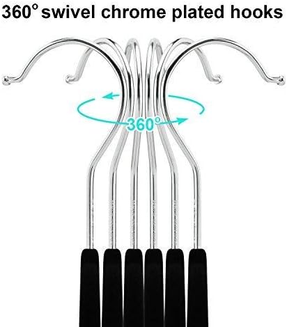 OIKA Black Velvet Hangers - Non-Slip Space-Saving Pants Hangers with Clips | 16.7-Inch, 20 Pack