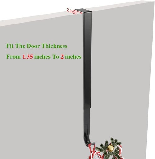 Linwnil Wreath Hanger - Adjustable 14 to 26 Inches | Heavy-Duty 20LB Hook for Front Door Decor (Black)
