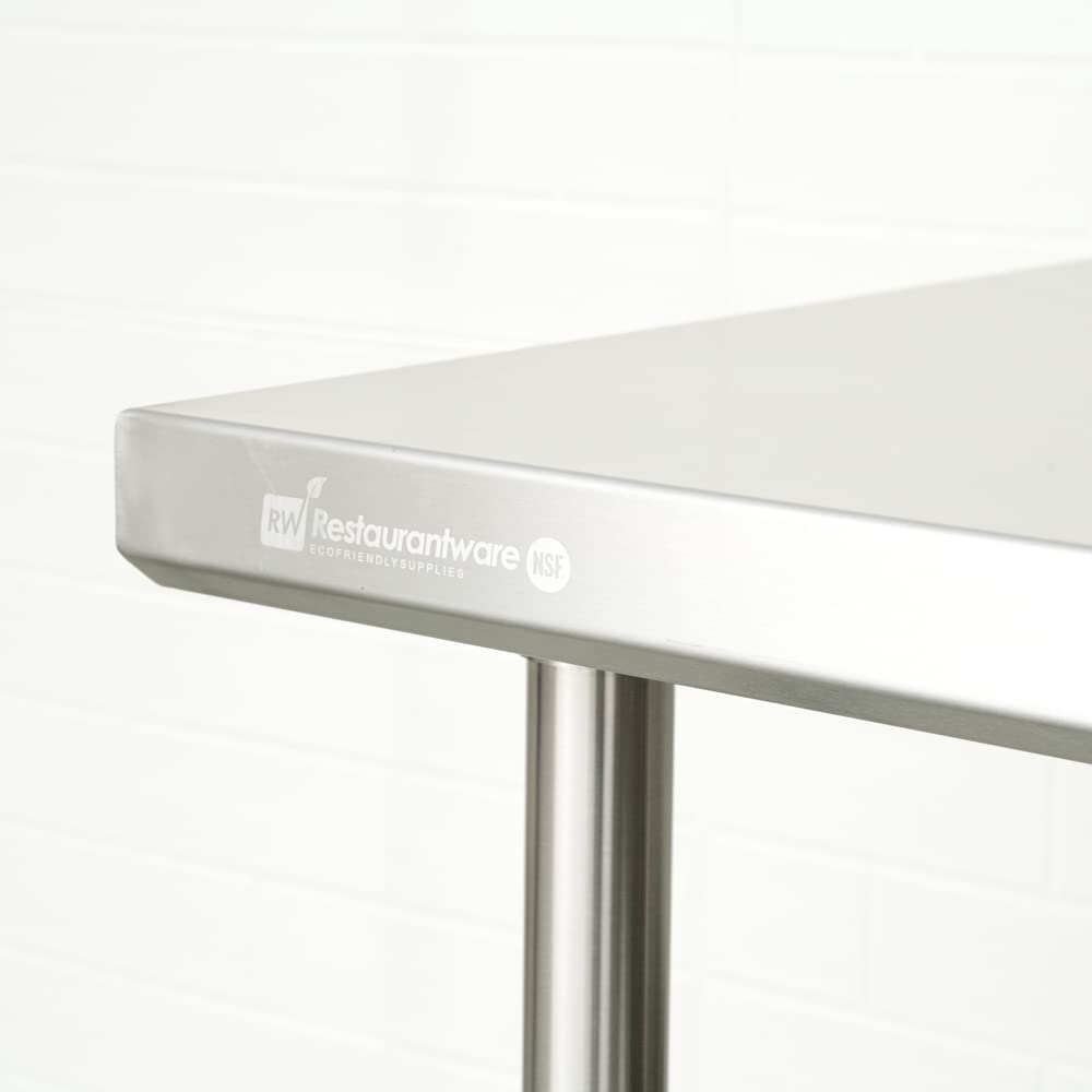 Restaurantware Kitchen Tek 30 x 60 Inch Stainless Steel Table 1 Commercial Work Table - 4" Backsplash Adjustable Feet Stainless Steel 304 Metal Table Great For Food Prep For Home Or Hotel