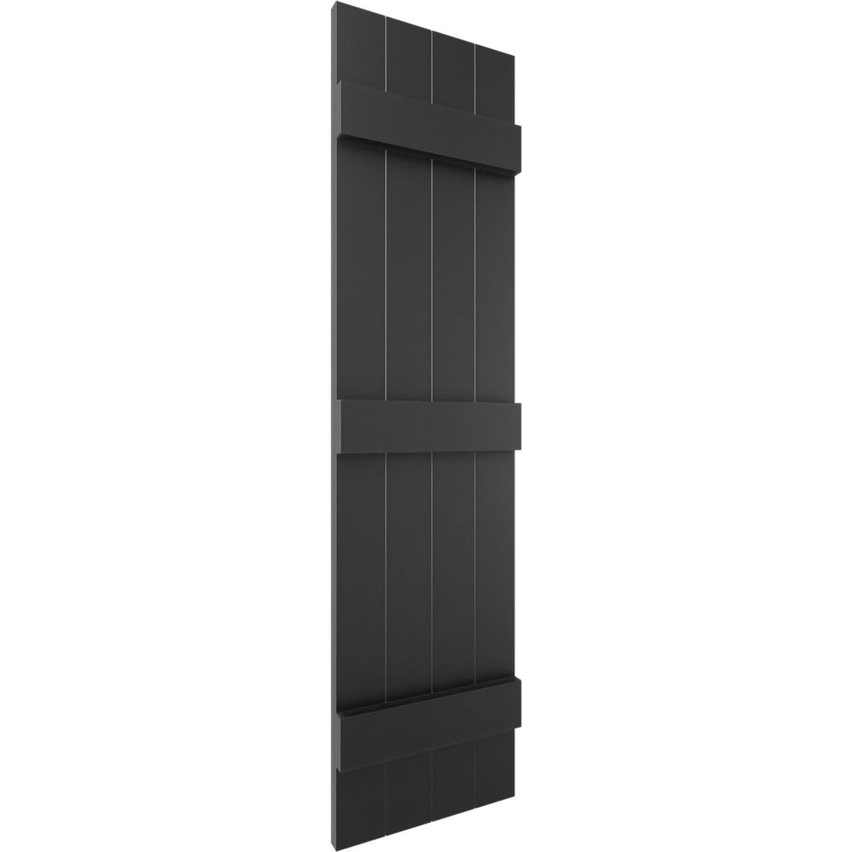 Ekena Millwork Lifetime Vinyl LJ4S14X07100BL Standard Four Board Joined, Board-n-Batten Vinyl Shutters, w/Installation Shutter-Lok's & Matching Screws (Per Pair), 14"W x 71"H, Black